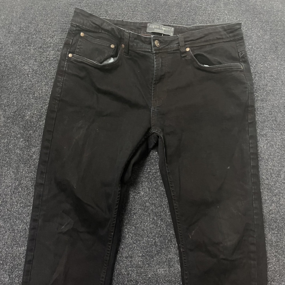 Angelo Litrico Slim Leg Jeans Mens 35x32 Black Denim Tapered Stretch Casual